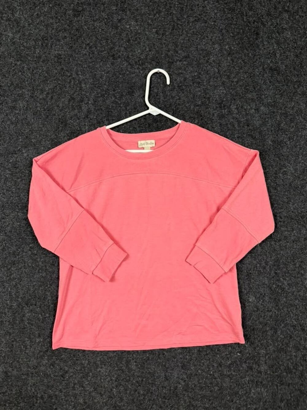 AnyBody Womens XXS Pink Crewneck Long Sleeve Stretch Pullover Sweatshirt